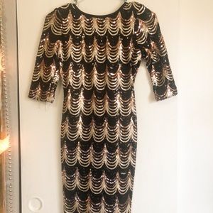 Beautiful black, bronze & gold sequin dress